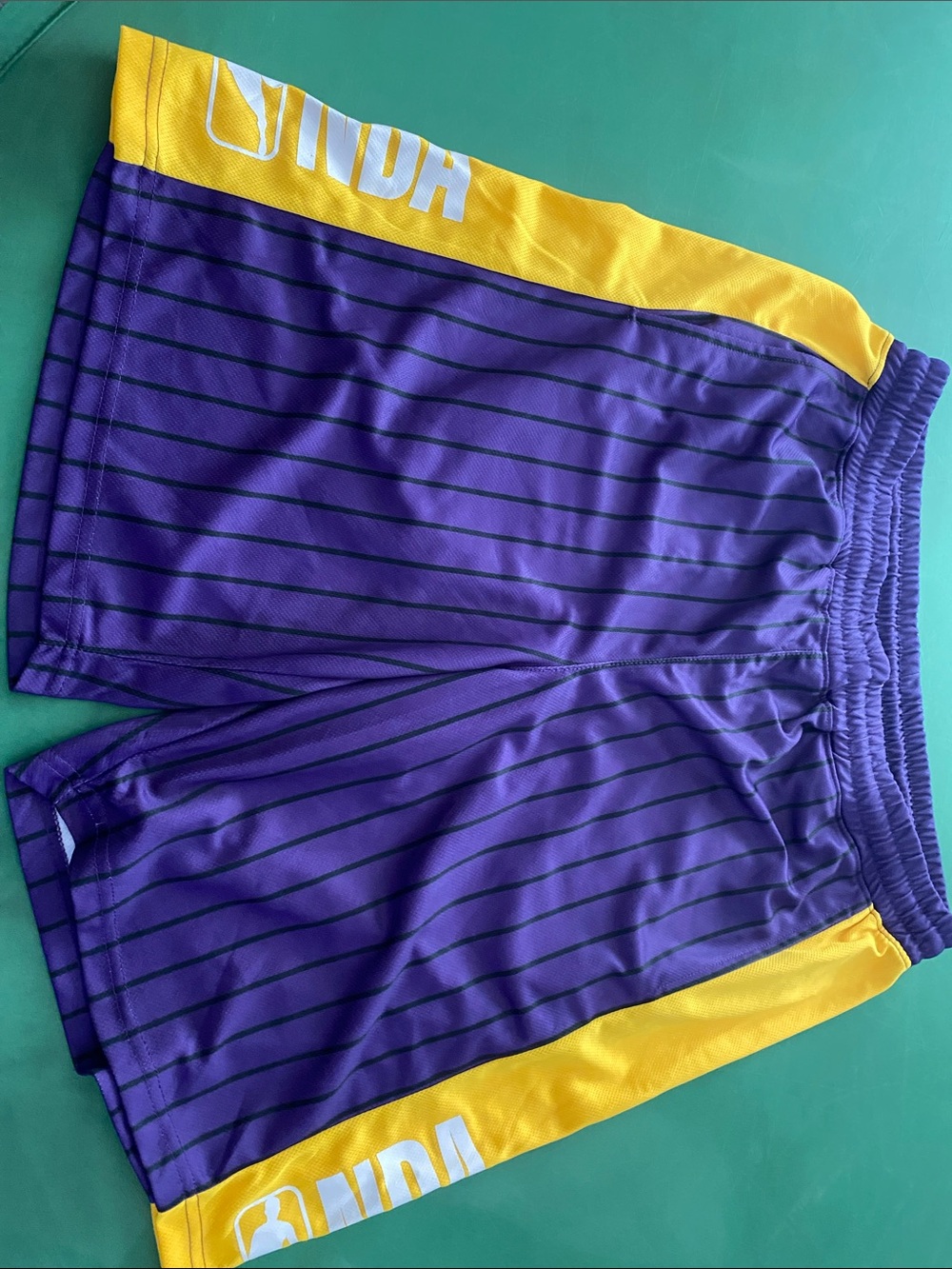 NBA Purple and Yellow Men's Athletic Shorts with Pinstripes